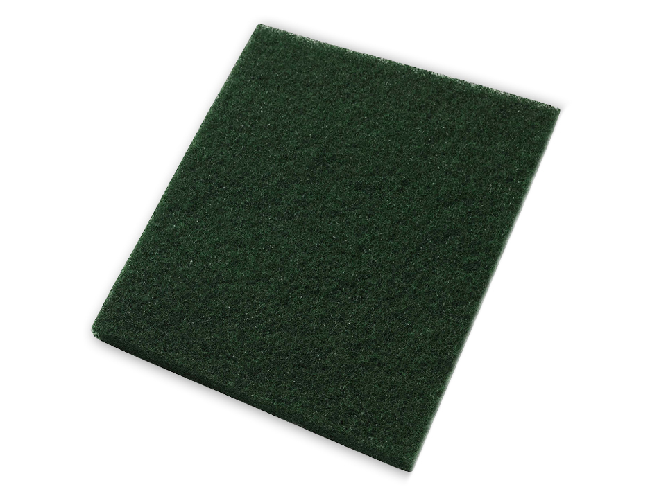 Kelsan 14x28" Rectangular Green Heavy Duty Scrubbing Floor Pads, 5/cs
